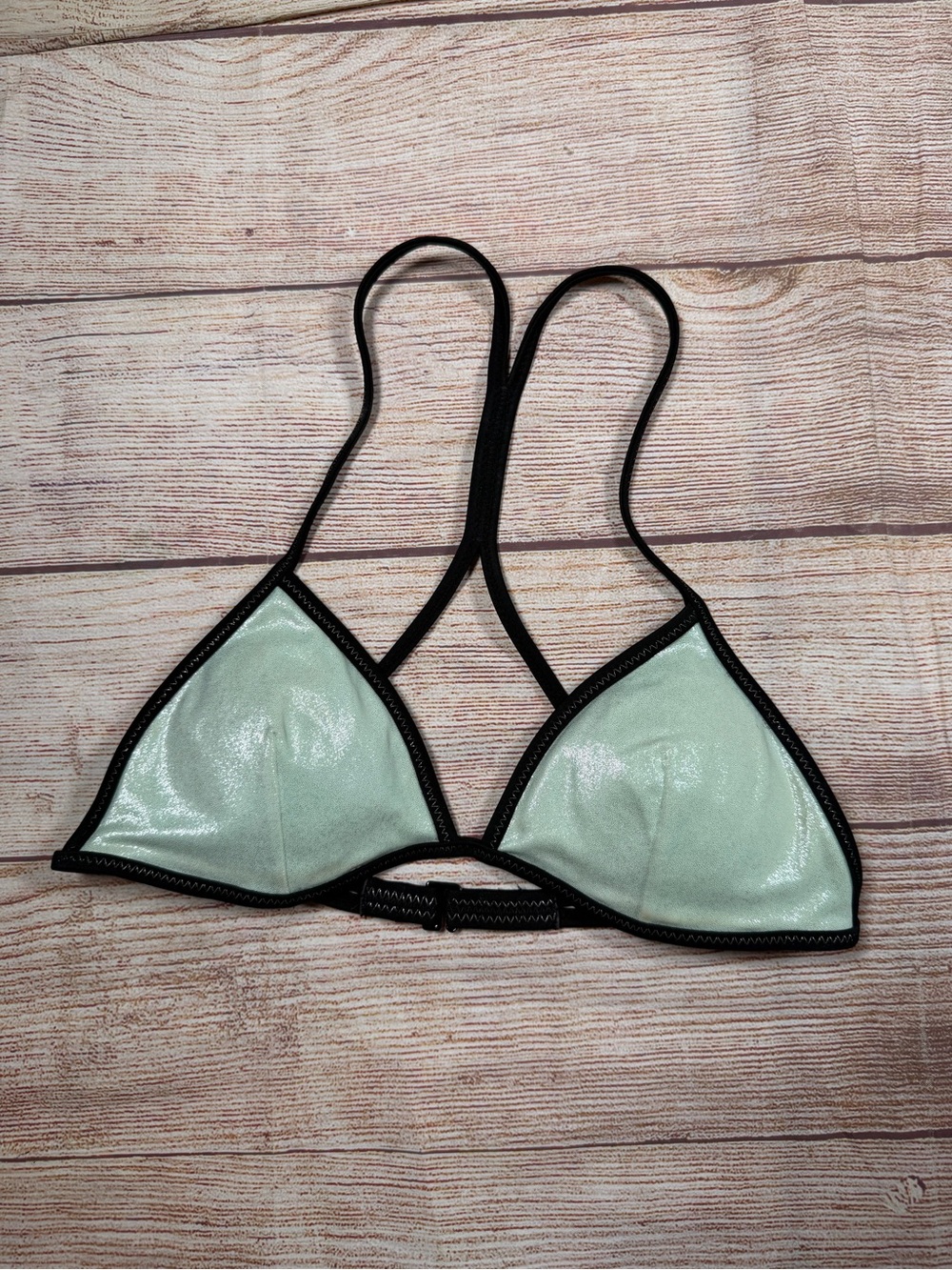 Victoria's Secret Mint and Black Shimmer Triangle Bikini Top - mermaid, shine